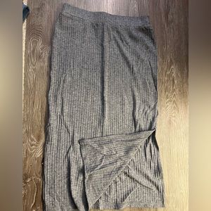 1. State Knit MIdi Ribbed Skirt with side slits